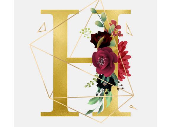 Alphabet H Floral Wreath Golden Foil: A Versatile Design for Creative Projects