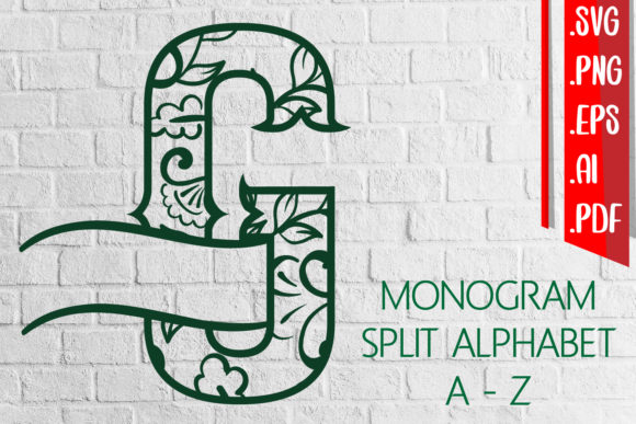 Enhance Your Designs with Split Floral Monogram a-Z