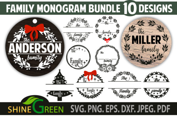 Family Monogram Bundle: 10 Floral Frames for Creative Projects
