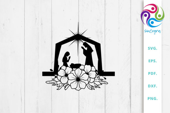 Floral Christmas Nativity Svg File for Creative Projects