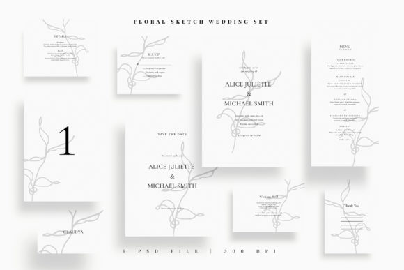 Floral Sketch Wedding Set: Elevate Your Design with Elegance