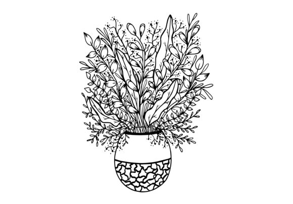 Hand Drawn Floral Doodle with Vase: A Creative and Relaxing Art Form