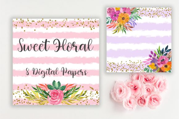 Sweet Floral Glitter Digital Papers: A Versatile Tool for Creative Projects